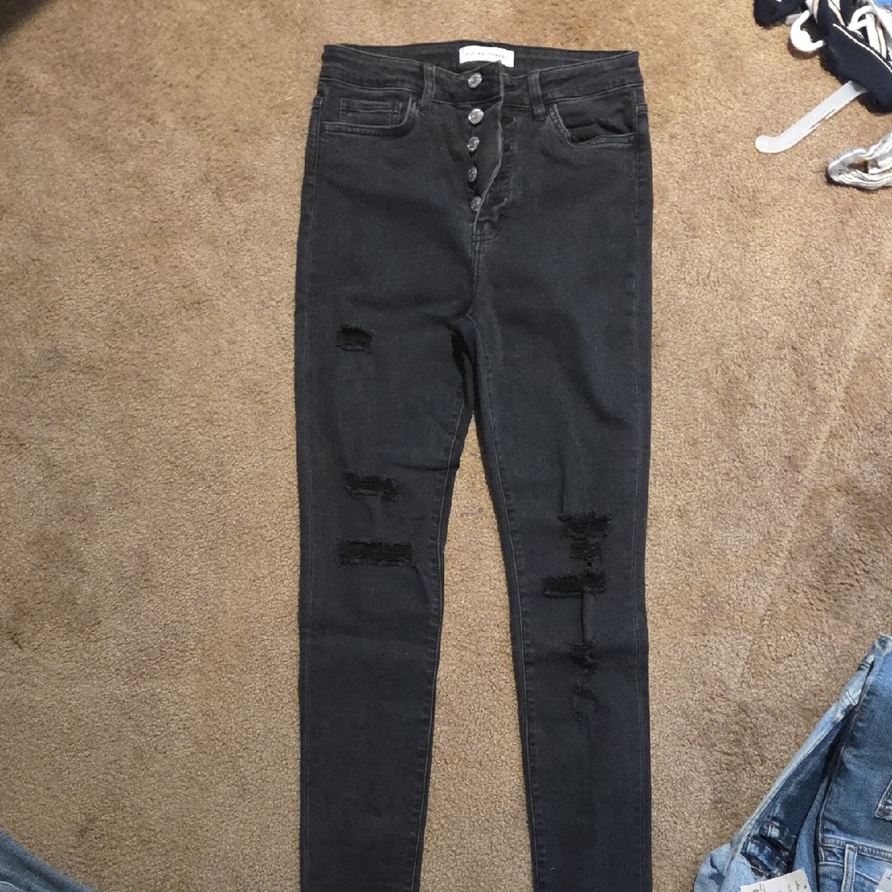 Flying Monkey Black Distressed Skinny Jeans